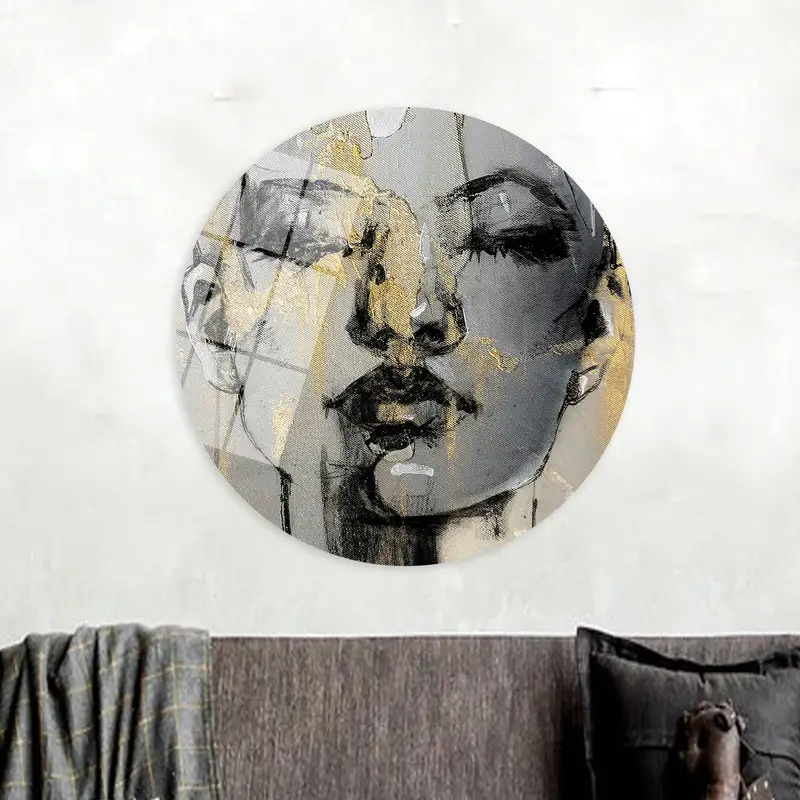 Contemporary Gold Woman Portrait Canvas - Trendy Vogue Art Print