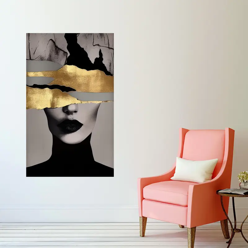 Golden Woman Abstract Printed Glass - Elegant Modern Design