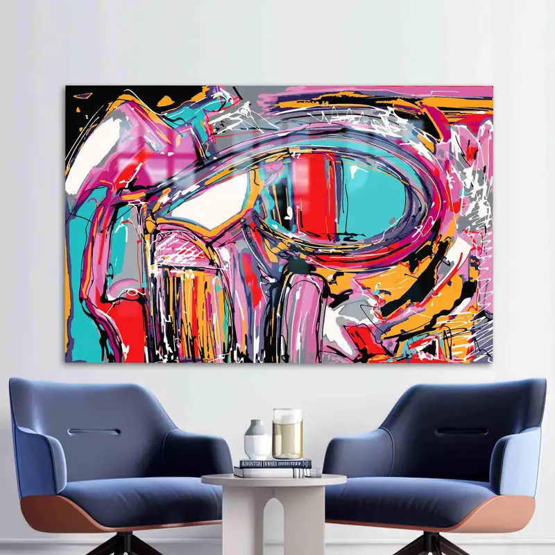 モダンな抽象グラフィティ プリント ガラス: アートで空間をグレードアップ