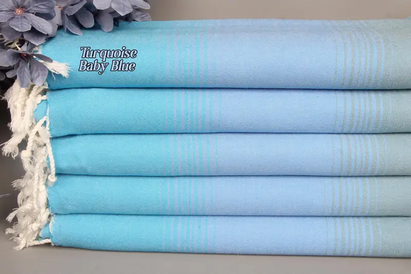 Personalized Turkish Towel Organic Cotton Beige Striped, 36x67 Inches