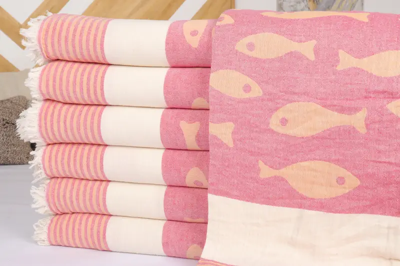 Turkish Throw Blanket, 92x78 Cotton Fish Design Towel, Custom Wedding Gifts, Customized Throw Blankets, Bachelorette Gifts, Bridesmaid Gifts - 2
