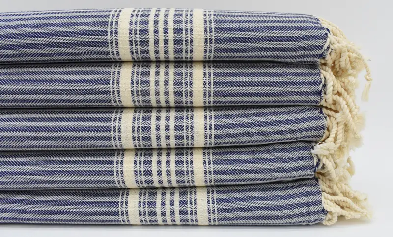 Turkish Towel Beach Navy Striped Bath Towel, 67x38 Inches