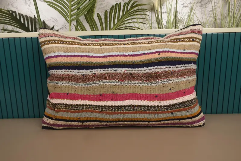 Green Throw Gift Pillow Cover, 40x60 cm Striped Pillow - 1