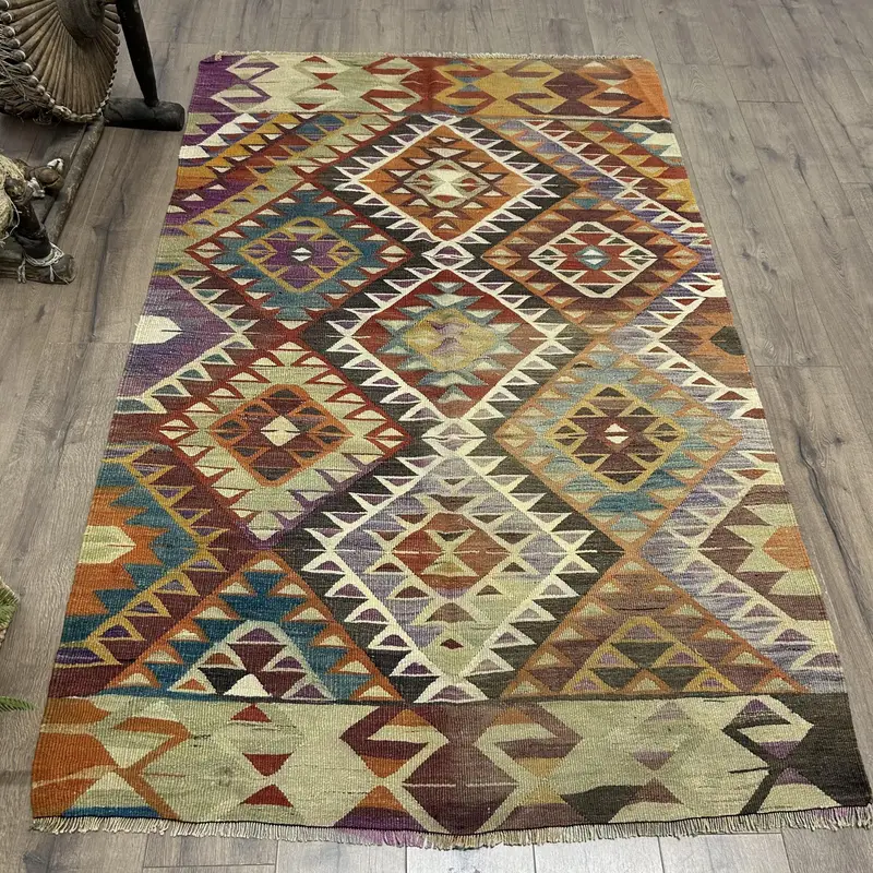 Canlı Turuncu Patchwork Halı, 4,3x7,1 ft Zarif Dekor