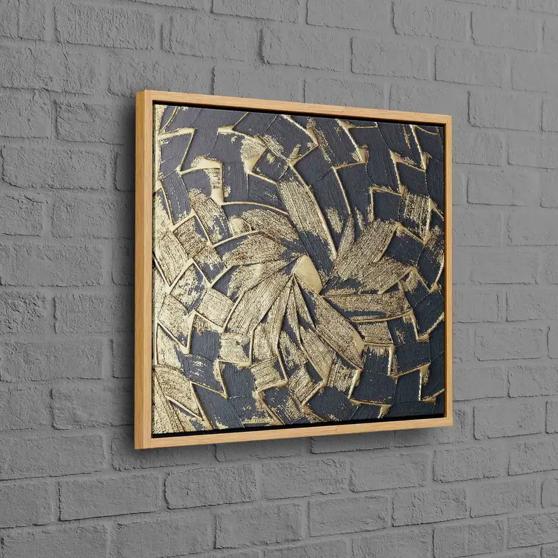 モダンな抽象的なきらめくゴールド ブラック コンテンポラリー キャンバス プリント