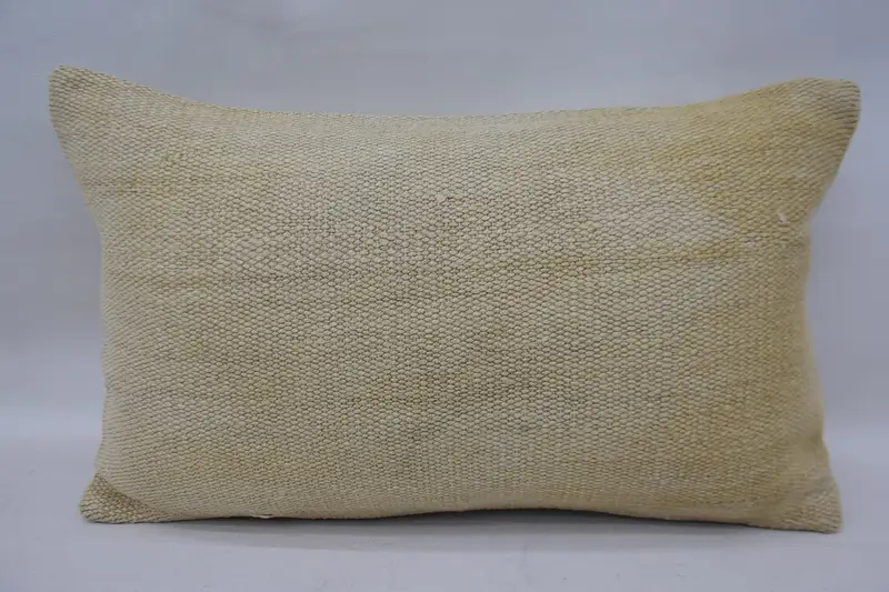 Vintage Pillow, Comfy Throw Cushion Case, Ethnical Kilim Rug Pillow, Gift Pillow, Farmhouse Pillow Case, Pillow Sham, 12x20 Beige Pillow Case - 1