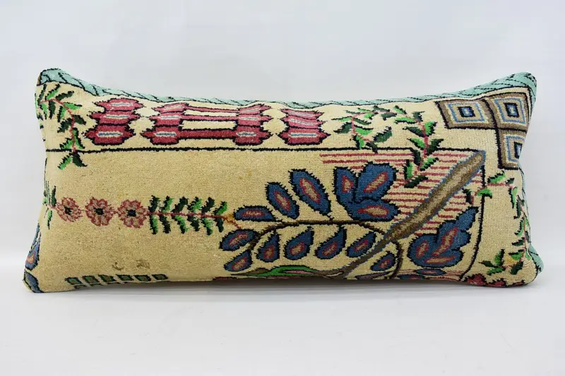 Rectangle Turkish Pillow, Beige Antique 16x36 inch Euro Sham - 1