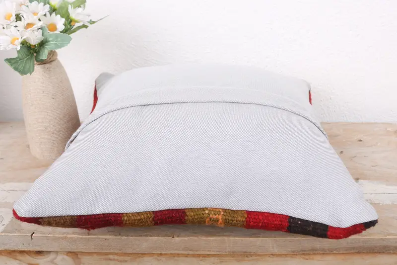 Pillow Cover, 12x12 Red Cushion Cover, Vintage Pillow Case, Vintage Kilim Pillow, Pillow for Couch, Bolster Throw Cushion, Turkish Pillow - 7