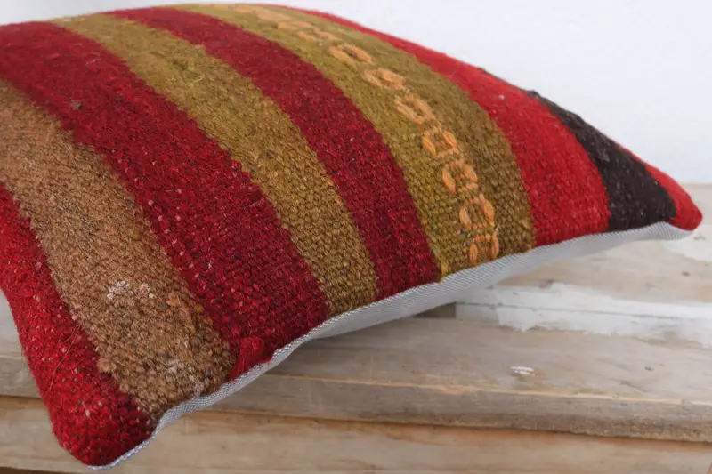 Pillow Cover, 12x12 Red Cushion Cover, Vintage Pillow Case, Vintage Kilim Pillow, Pillow for Couch, Bolster Throw Cushion, Turkish Pillow - 6