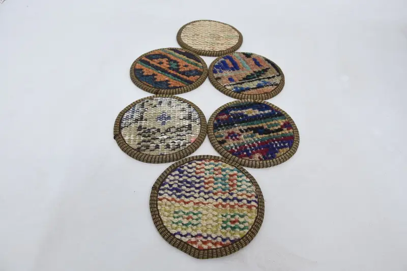 Bohemian Blue and Orange Round Coaster, Unique Bohemian Coaster