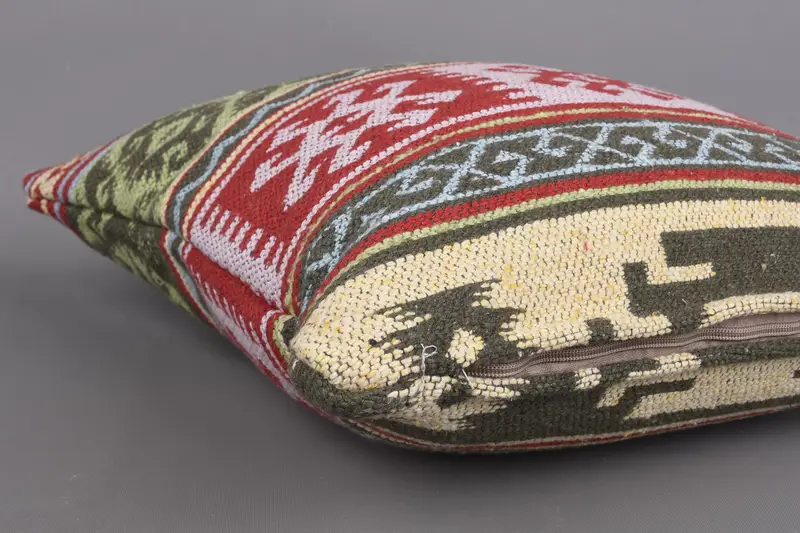 Vintage Pillow, 18x18 Red Cushion Case, Kilim Pillow Cover, Handmade Kilim Cushion, Handmade Rug Seat Pillow Sham, Pillow Cover - 6