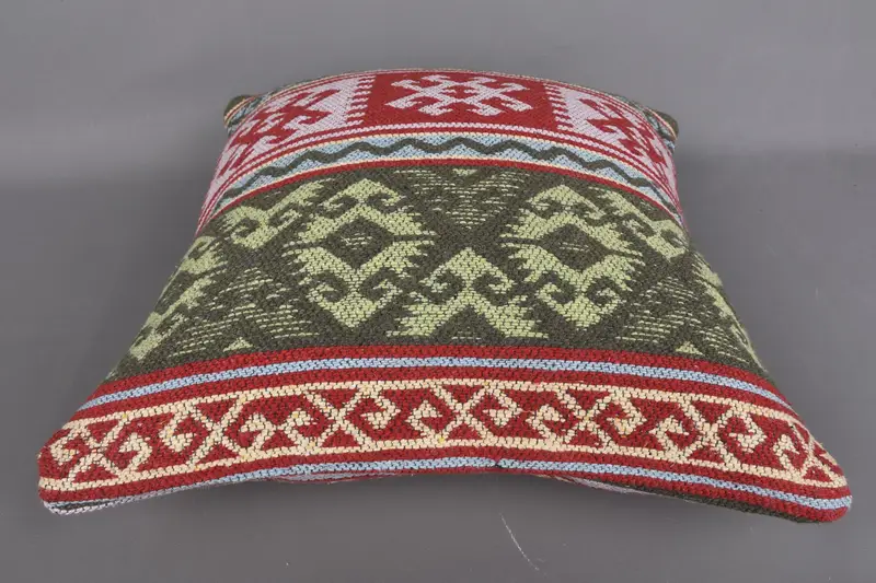 Vintage Pillow, 18x18 Red Cushion Case, Kilim Pillow Cover, Handmade Kilim Cushion, Handmade Rug Seat Pillow Sham, Pillow Cover - 7