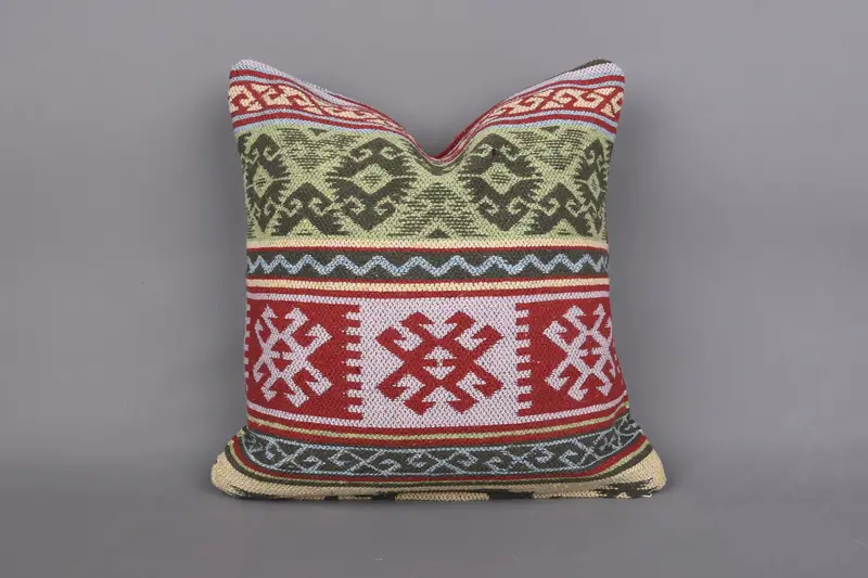Vintage Pillow, 18x18 Red Cushion Case, Kilim Pillow Cover, Handmade Kilim Cushion, Handmade Rug Seat Pillow Sham, Pillow Cover - 1