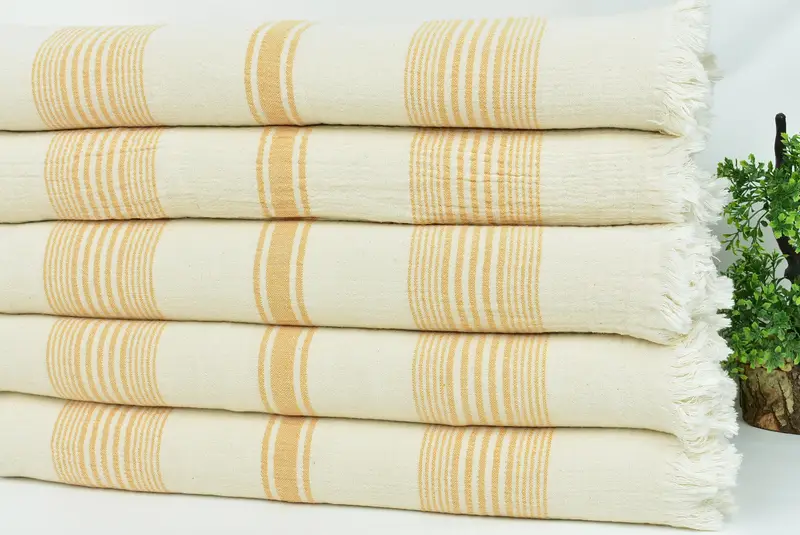 Personalized Gifts, Bedspread, Throw Blanket, 96x78 Cotton Striped Towel, Custom Gift, Bachelorette Large Towel, Turkish Bedcover, Organic Throw - 3