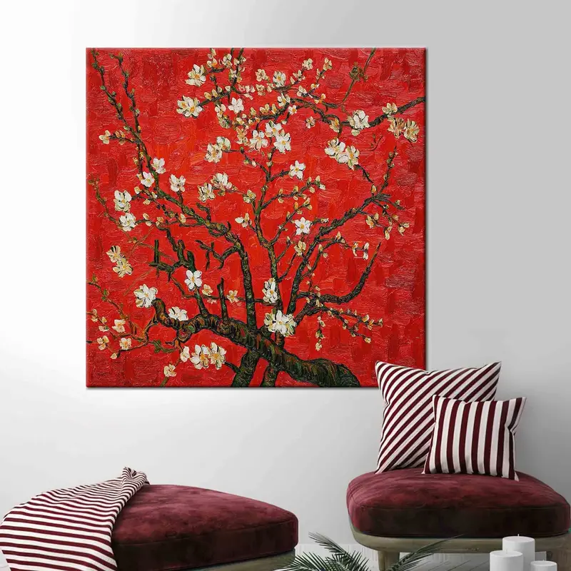 Van Gogh Çiçek Açan Badem Ağacı Kanvas Tablo - Botanik Elegance