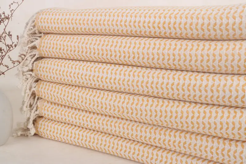 Toalla Chevron Toalla de playa turca de algodón mostaza, 40x71 pulgadas