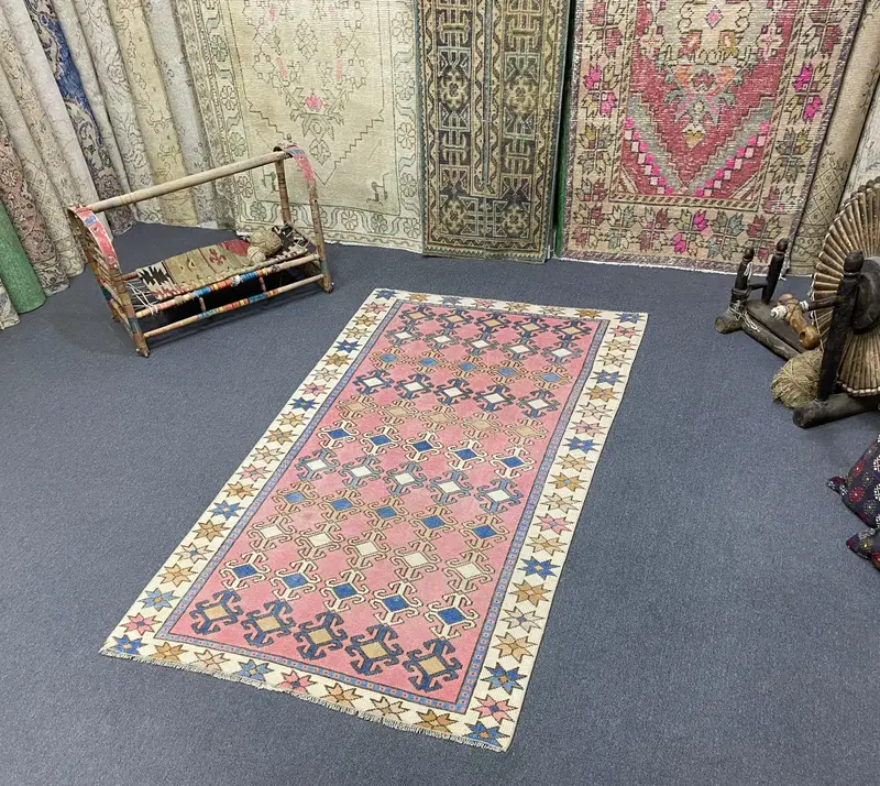 Alfombra Floral Rosa y Azul 3,6x6,5ft Chic Decor