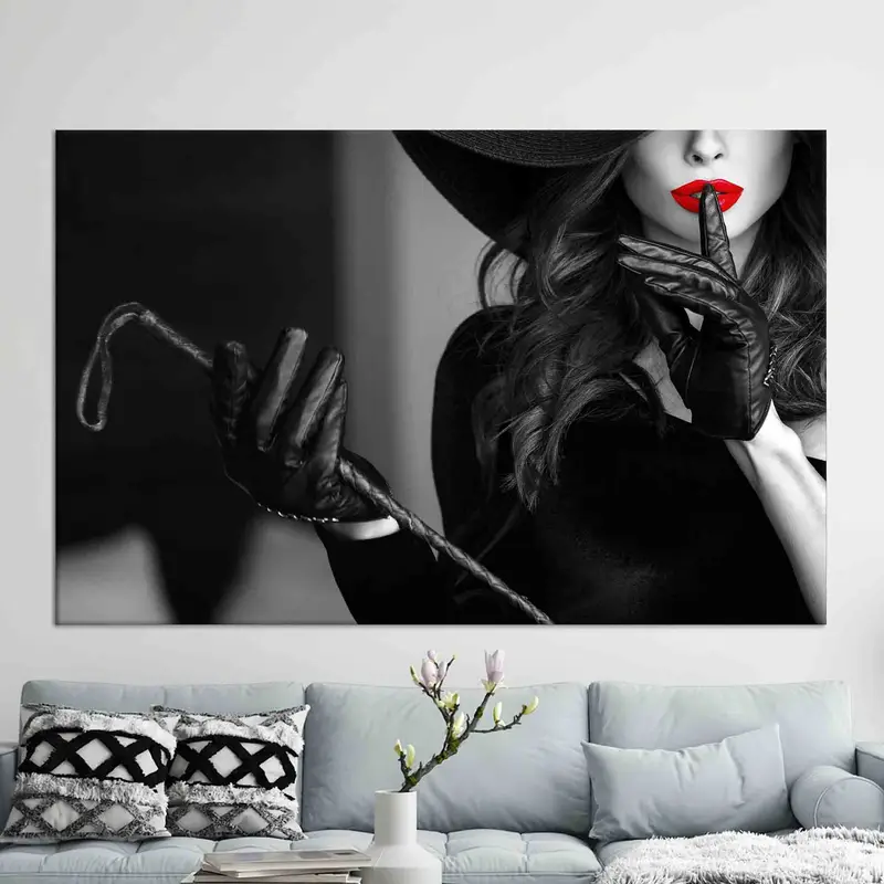 魅惑的なキャンバス: 赤い唇のエレガントな美しさのアートワーク