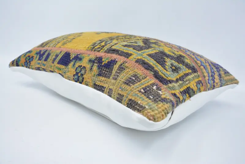 Retro Pillow, Turkish Pillow, Pillow Case, Neutral Throw Cushion, 16x24 Yellow Pillow, Antique Pillows, Kilim Cushion Sham - 6