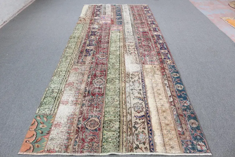 Kahverengi ve Kırmızı Kareli Halı, 4,9x12,5 ft Şık Dekor