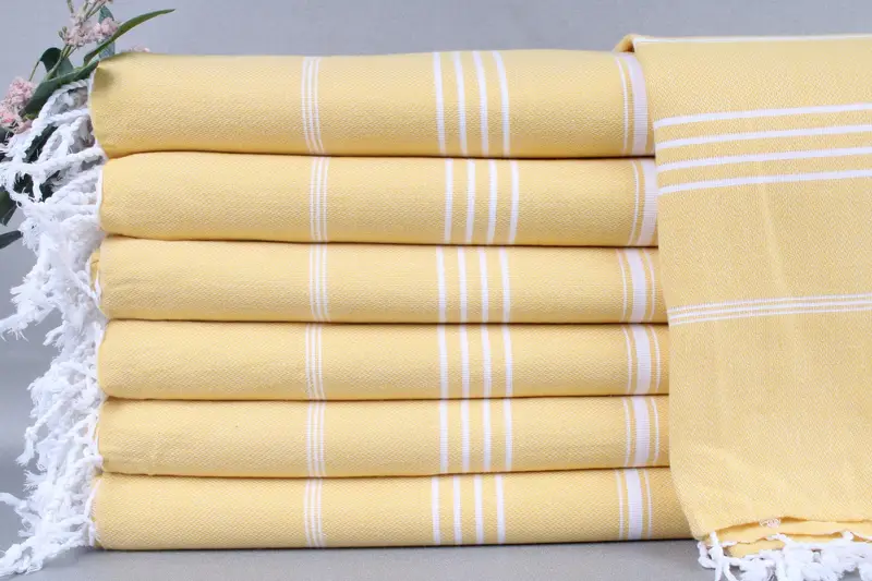 Custom Beach Towel, Turkish Towel, Dark Yellow Towel, Striped Towel, 71x40 Inches
