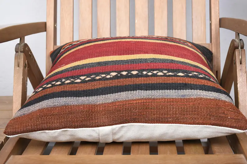 Cushion Case, Pillow for Couch, Kilim Pillow Cover, 18x18 Red Cushion, Armchair Pillow Case, Toss Pillow Case, Interior Designer Pillow - 5