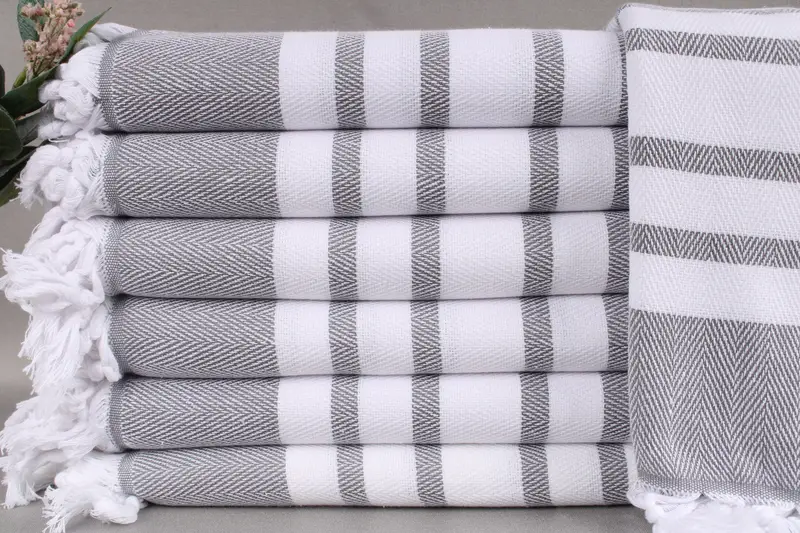 Personalized Turkish Towel Dark Gray Chevron, 36x67 Inches
