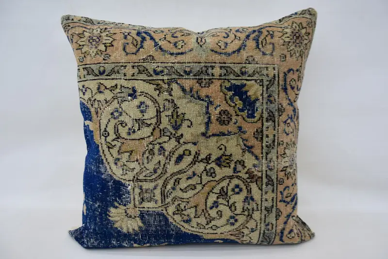Vintage 32x32 inch Pillowcase, Beige Antique Pillow Cover - 1