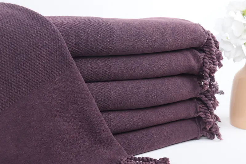 Personalized 32x71 Inch Burgundy Cotton Turkish Towel, Bridal Gift