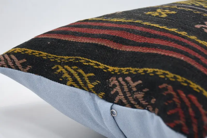 Pillow, Boho Pillow Sham Cover, Throw Kilim Pillow, 16x36 Black Pillow, Pet Pillow Sham, Home Decor Pillow, Shabby Chic Cushion Cover - 5