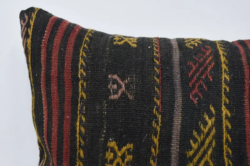 Pillow, Boho Pillow Sham Cover, Throw Kilim Pillow, 16x36 Black Pillow, Pet Pillow Sham, Home Decor Pillow, Shabby Chic Cushion Cover - 2