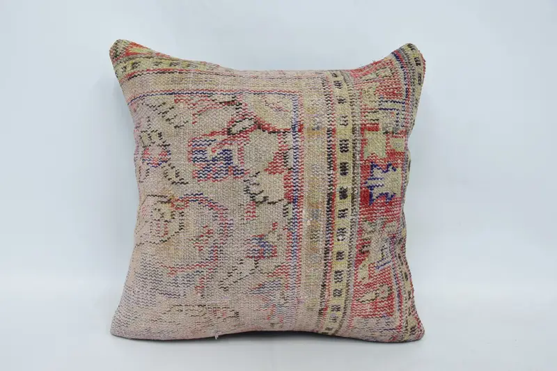 Red Turkish Pillowcase, Gift Handwoven 24x24 inch Euro Sham - 1