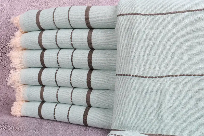 Turkish Bath Towel, Personalized Geometric Towel, Beige, 40x71 Inches