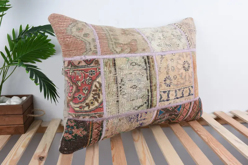 Boho Pillow, 20x28 Beige Pillow, Vintage Pillow, Cushion Cover, Chair Cushion, Antique Pillows, Ikat Pillow Sham, Nomadic Pillow Sham - 4