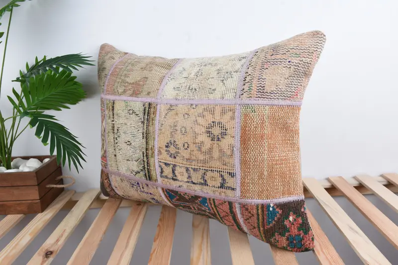 Boho Pillow, 20x28 Beige Pillow, Vintage Pillow, Cushion Cover, Chair Cushion, Antique Pillows, Ikat Pillow Sham, Nomadic Pillow Sham - 5