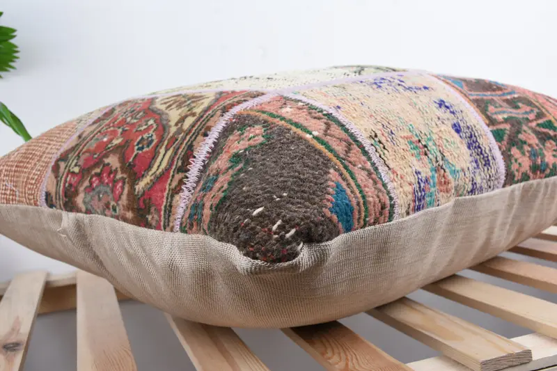Boho Pillow, 20x28 Beige Pillow, Vintage Pillow, Cushion Cover, Chair Cushion, Antique Pillows, Ikat Pillow Sham, Nomadic Pillow Sham - 6