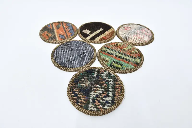 Bohem Mavi ve Kahverengi Yuvarlak Bardak Altlıkları, Şık Bohem Bardak Altlıkları