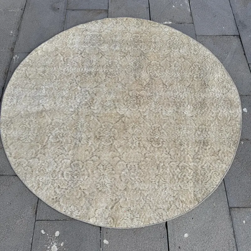 Elegante alfombra beige ombré, decoración elegante de 4,5x4,5 pies