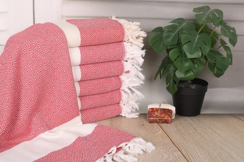 Diamond Towel Personalized Turkish Cotton Red Beach Towel, 70x40 Inches