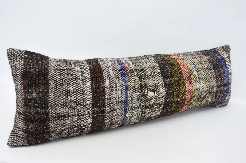 Boho Pillow Sham Cover, Kilim Pillow Cover, 12x36 Brown Cushion Cover, Pattern Throw Pillow, Vintage Kilim Throw Pillow, Cushion Cover - 3