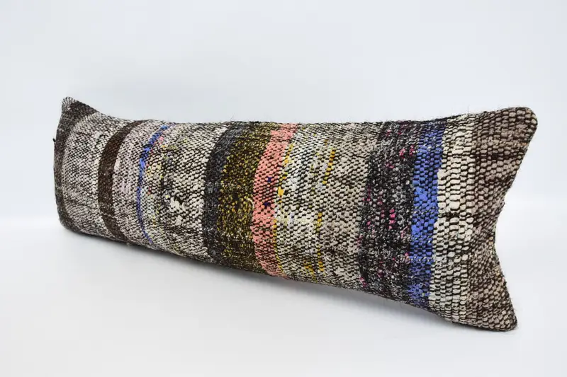 Boho Pillow Sham Cover, Kilim Pillow Cover, 12x36 Brown Cushion Cover, Pattern Throw Pillow, Vintage Kilim Throw Pillow, Cushion Cover - 4
