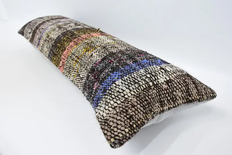 Boho Pillow Sham Cover, Kilim Pillow Cover, 12x36 Brown Cushion Cover, Pattern Throw Pillow, Vintage Kilim Throw Pillow, Cushion Cover - 5