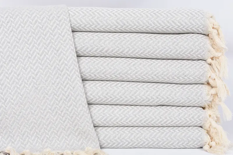 Decorative Hand Towel Gray Chevron Organic Cotton, 36x18 Inches