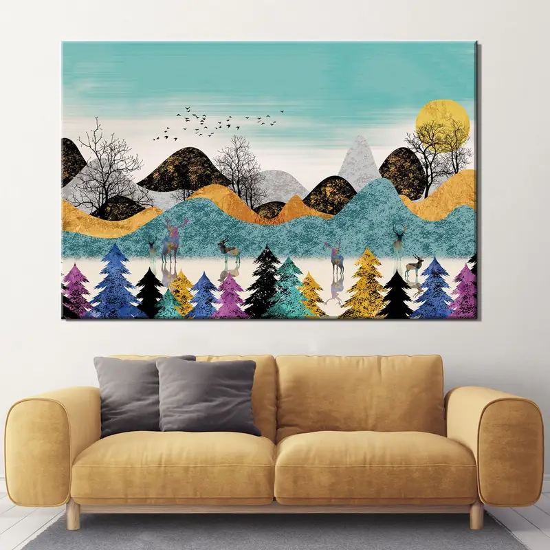 Abstract Landscape Wall Art, Landscape Canvas, Wall Art Canvas, Abstract Wall Art, Nature Wall Art, Forest Canvas, Mountain Wall Art, Canvas - 2