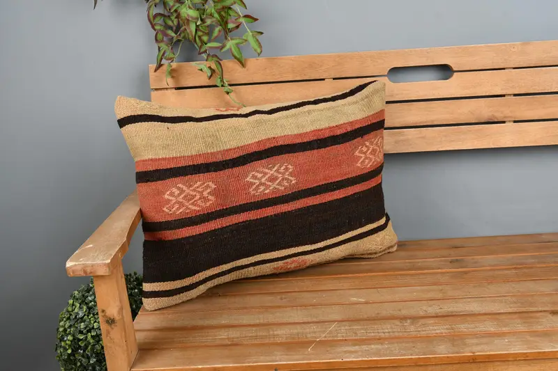 Gift Pillow, Yoga Pillow, Lounge Throw Cushion, Ethnic Pillow, Outdoor Cushion, Kilim Pillow, Pillow Cover, Antique Pillows, 16x24 Yellow Cushion - 1