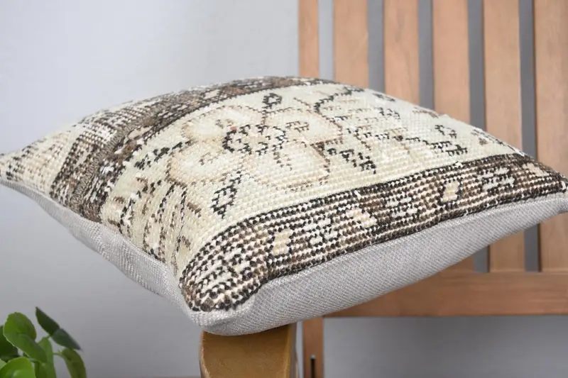 Outdoor Pillow Cover, Turkish Rugs Pillow Cover, Pillow for Sofa, Gift Pillow, 14x14 Beige Pillow Case, Cushion, Home Decor Pillow - 6