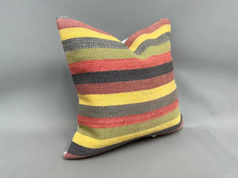 Pillow for Sofa, 20x20 Yellow Pillow Case, Pillow Case, Kilim Pillow Cover, Vintage Throw Pillow, Handmade Kilim Cushion, Lounge Throw Cushion - 2
