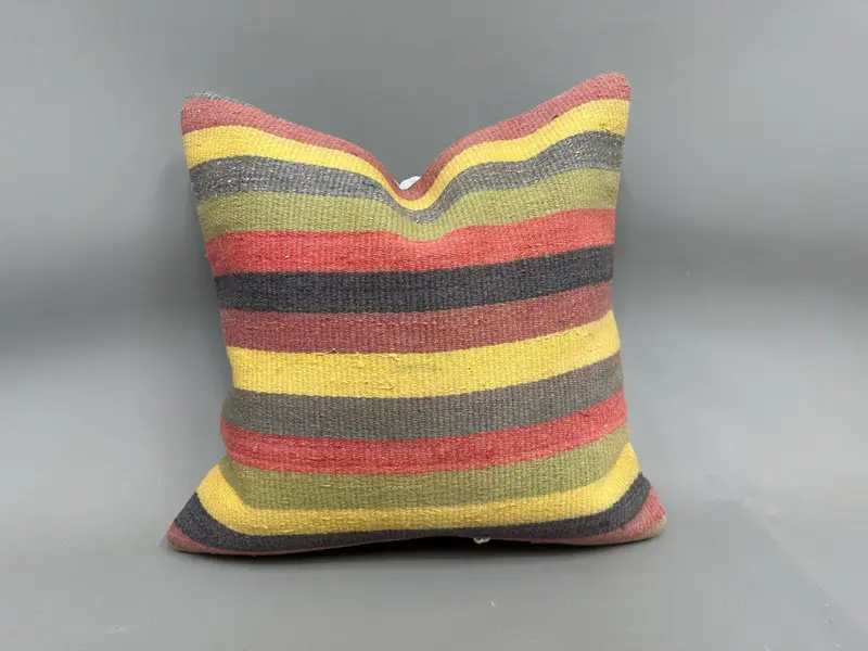 Pillow for Sofa, 20x20 Yellow Pillow Case, Pillow Case, Kilim Pillow Cover, Vintage Throw Pillow, Handmade Kilim Cushion, Lounge Throw Cushion - 1