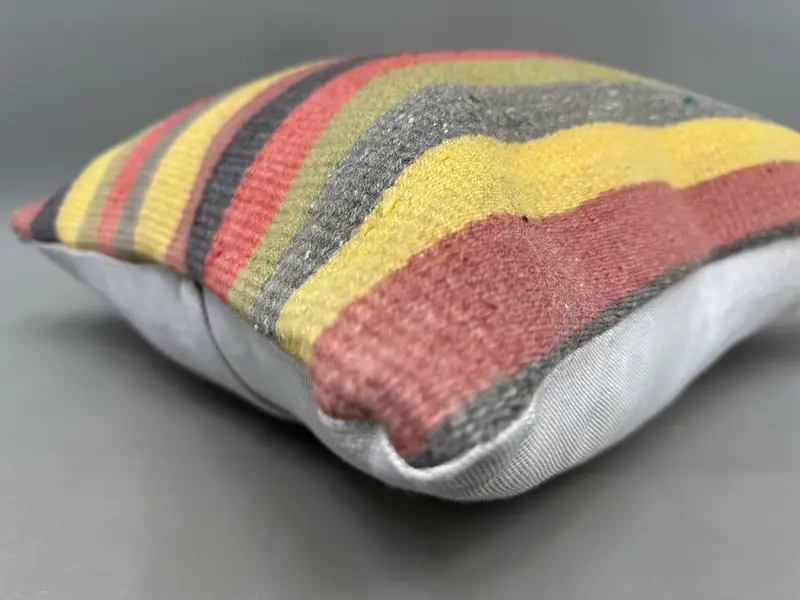 Pillow for Sofa, 20x20 Yellow Pillow Case, Pillow Case, Kilim Pillow Cover, Vintage Throw Pillow, Handmade Kilim Cushion, Lounge Throw Cushion - 6