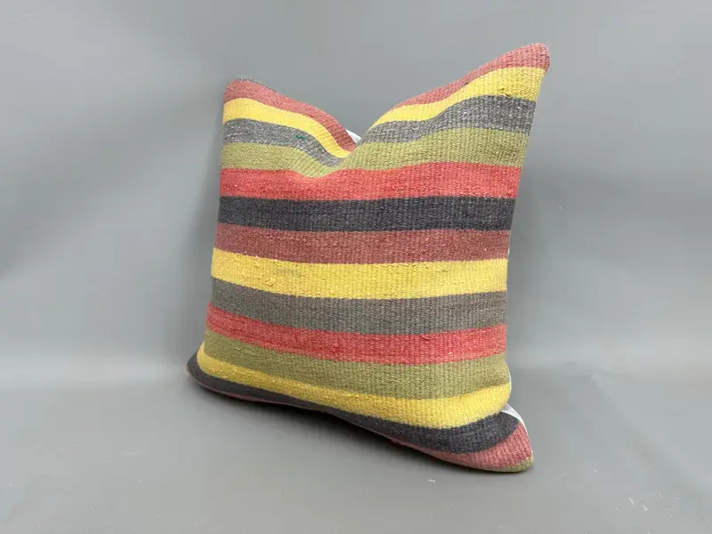 Pillow for Sofa, 20x20 Yellow Pillow Case, Pillow Case, Kilim Pillow Cover, Vintage Throw Pillow, Handmade Kilim Cushion, Lounge Throw Cushion - 3